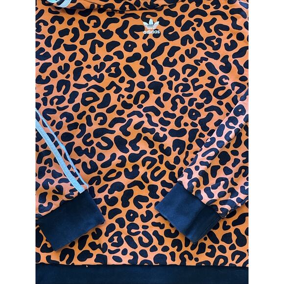 Adidas Rich Mnisi Cheetah Animal Print Hoodie Sweatshirt Orange Womens XXXL 3XL - Picture 3 of 8